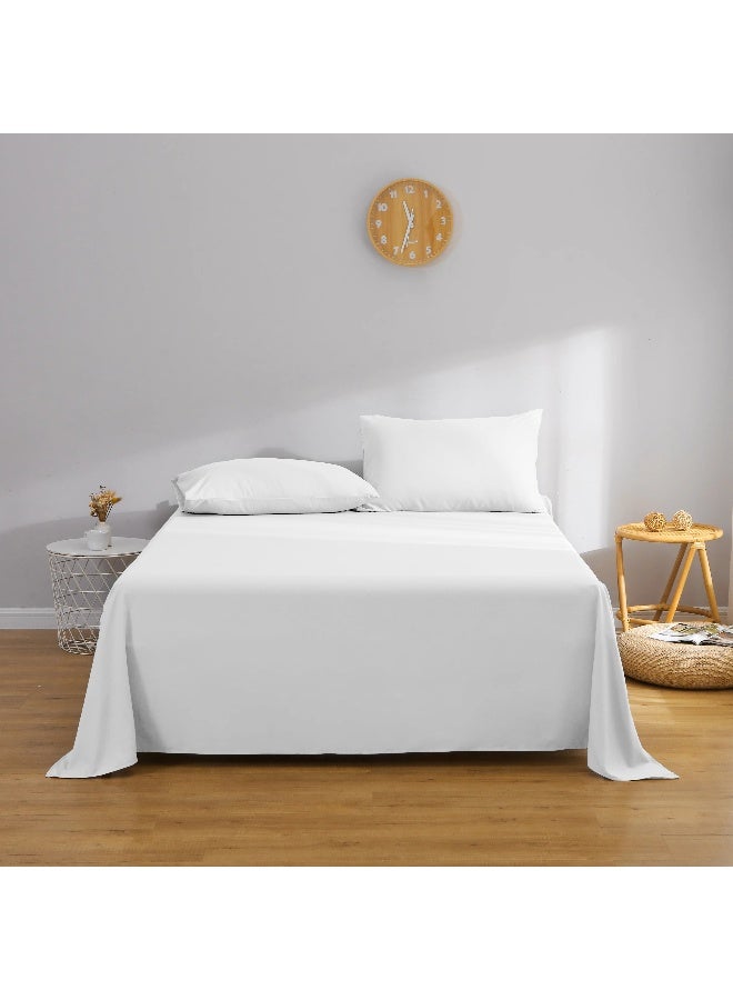 أرستوكرات Aristocrat 300TC 100% Cotton Bedsheet Set with Pillowcase (160x220cm) Cotton White 160x220cm  - Image 3