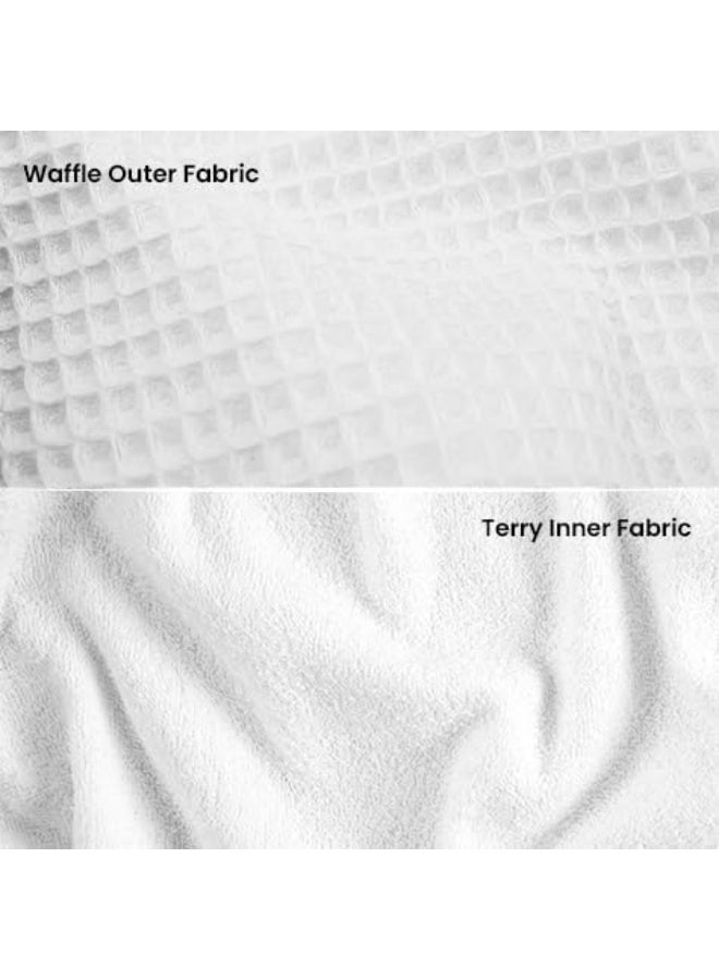 أرستوكرات Aristocrat 100% Cotton Waffle outside and Terry inside Unisex Adult Bathrobe - Super Soft & Highly Absorbent Ideal for Everyday Use - with Shawl collar (White) White  - Image 3