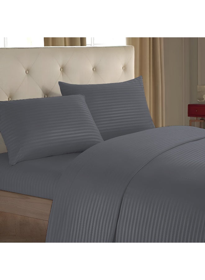 ARISTOCRAT Aristocrat 4-Piece Comforter Set 100% Microfiber- 1pc comforter (220x240cm), 1pc flat sheet (220x240cm), 2pcs pillowcase (50x75+17cm) - Grey Microfiber Grey  - Image 2
