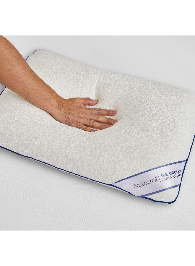 أرستوكرات Aristocrat Cooling Ergonomic Memory Foam Pillow with Cooling Technology and Removable cover - 60x40x13 cm Foam White  - Image 3
