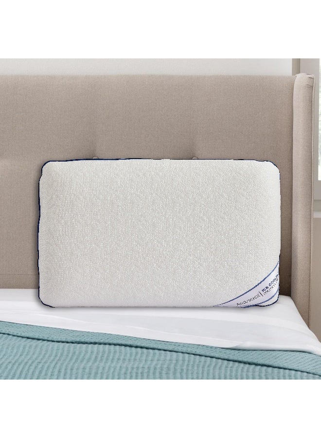 أرستوكرات Aristocrat Cooling Ergonomic Memory Foam Pillow with Cooling Technology and Removable cover - 60x40x13 cm Foam White  - Image 2