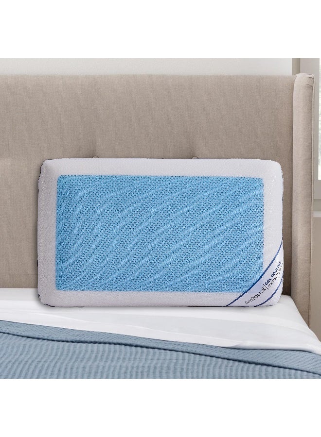 أرستوكرات Aristocrat Cool Gel Deluxe Memory Foam Pillow with Cooling Technology and Removable Cover - 60x40x13 cm Foam White  - Image 2