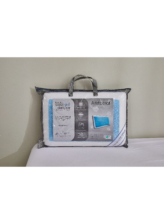أرستوكرات Aristocrat Cool Gel Deluxe Memory Foam Pillow with Cooling Technology and Removable Cover - 60x40x13 cm Foam White  - Image 4