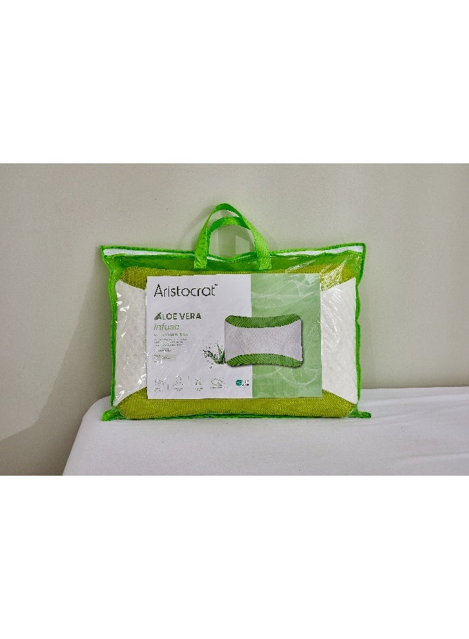 ARISTOCRAT Aristocrat Aloe Vera Infused Memory Foam Pillow I Hypoallergenic & Breathable I Removable cover- 60x40x12cm Polyester White  - Image 4