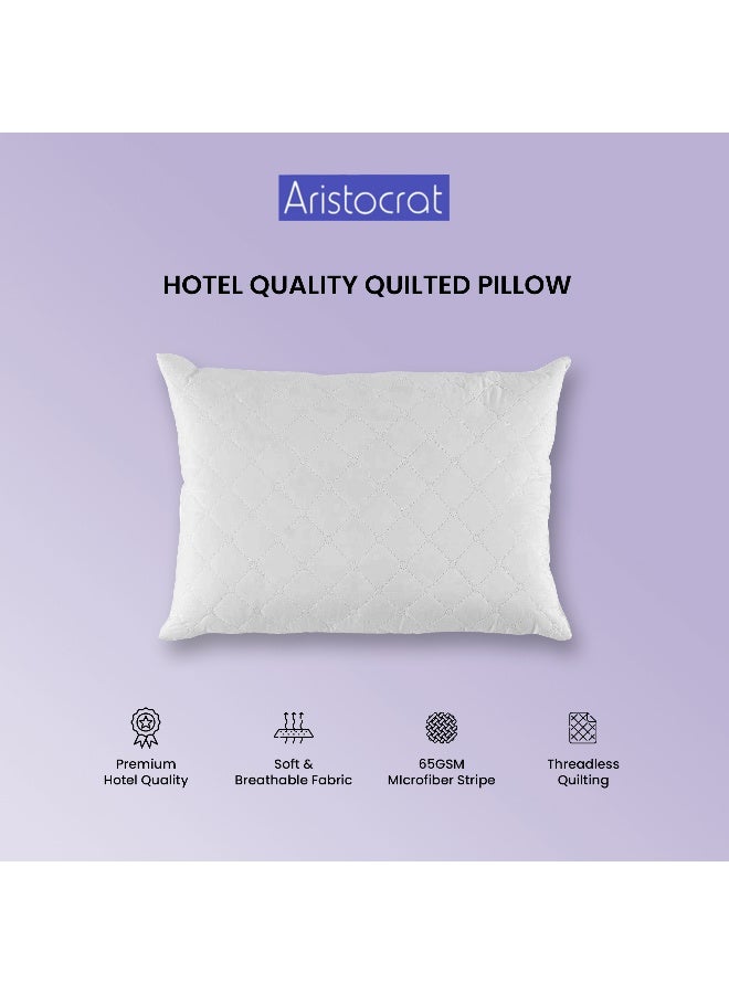 أرستوكرات Aristocrat Premium Quilted Pillow - with Plush hollowfiber filling I 50x70cm (White) 2pcs set Polyester White  - Image 2