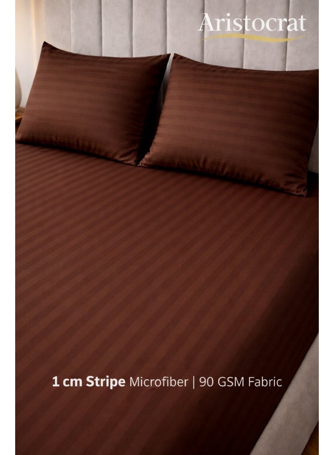 أرستوكرات طقم ملاءات مشدودة مخططة من 2 قطعة - 90x200+17 سم (بني شوكولاتة) - Image 4