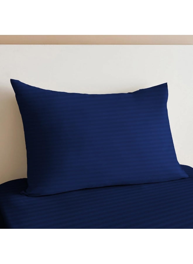 أرستوكرات 2 Pieces Stripe Fitted Sheet Set 90x200+17cm Microfiber Royal Blue  - Image 4