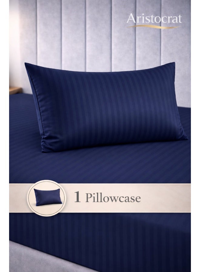 ARISTOCRAT 2-Piece Striped Microfiber Fitted Sheet Set Single 90x200cm – Soft Elastic Deep Pocket 17cm Bedsheet with 1 Pillowcase 50x70cm, Royal Blue Microfiber Royal Blue Single - Image 4