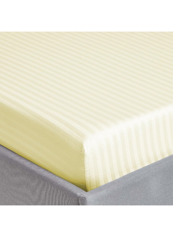 أرستوكرات 2Pieces Stripe Fitted Sheet Set 90x200+17cm Cream Microfiber Microfiber Cream  - Image 2