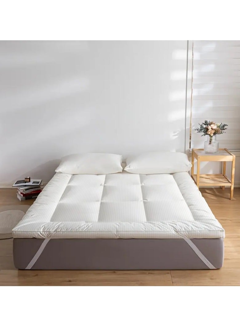 ARISTOCRAT Aristocrat Soft Material Stripe Mattress Topper - 600GSM (200x200+7cm - White) Microfiber White 200x200+7cmcm  - Image 1