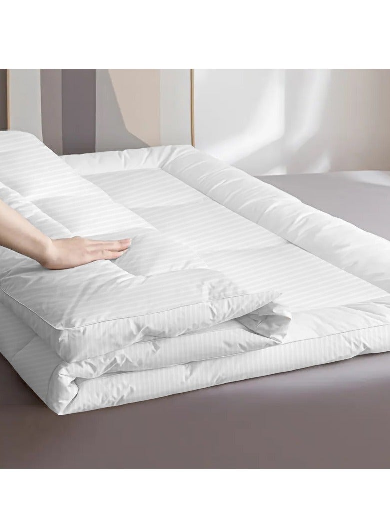 ARISTOCRAT Aristocrat Soft Material Stripe Mattress Topper - 600GSM (200x200+7cm - White) Microfiber White 200x200+7cmcm  - Image 3