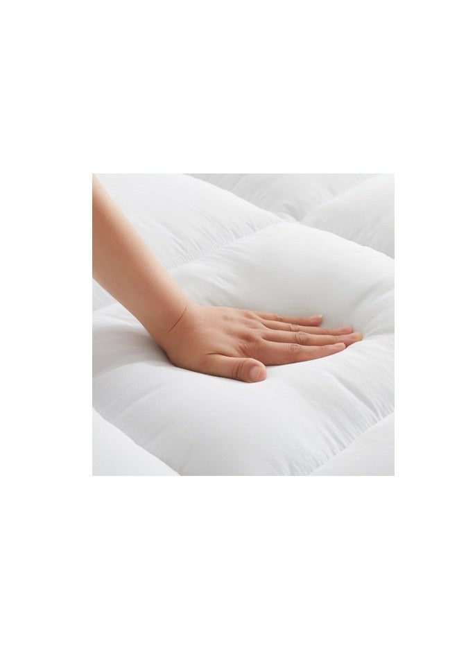 ARISTOCRAT Aristocrat Soft Material Stripe Mattress Topper - 600GSM (200x200+7cm - White) Microfiber White 200x200+7cmcm  - Image 5