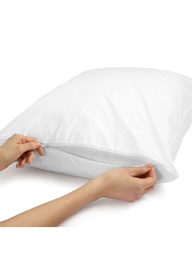 أرستوكرات Aristocrat 144TC Polycotton Pillow Protector with Zipper Closure, White (4, 60x90cm) Polycotton White 60x90cm  - Image 3