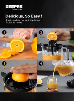 جيباس Electric Citrus Juicer, Dual-Rotation, 1 Liter Clear Jar, 25W Copper Motor, Non-Slip Feet, for Oranges, Lemons, Limes 1 L 25 W GCJ9900NV Clear/Black  - Image 5