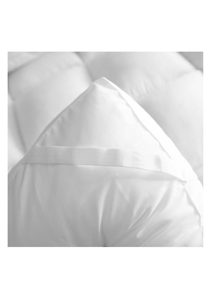 أرستوكرات Soft Material Stripe Mattress Topper - 600GSM (150x200+7cm - White) Microfiber White  - Image 4