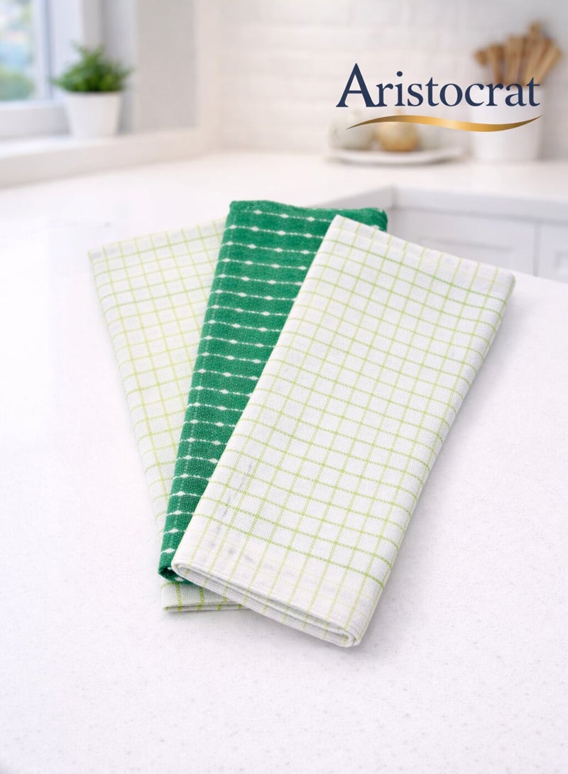 ARISTOCRAT Kitchen Towels Set of 3 30x40 cm – Soft & Highly Absorbent Cleaning Cloths, Multipurpose Dish Towels, Assorted Colours Multicolour 30x40cm - Image 1