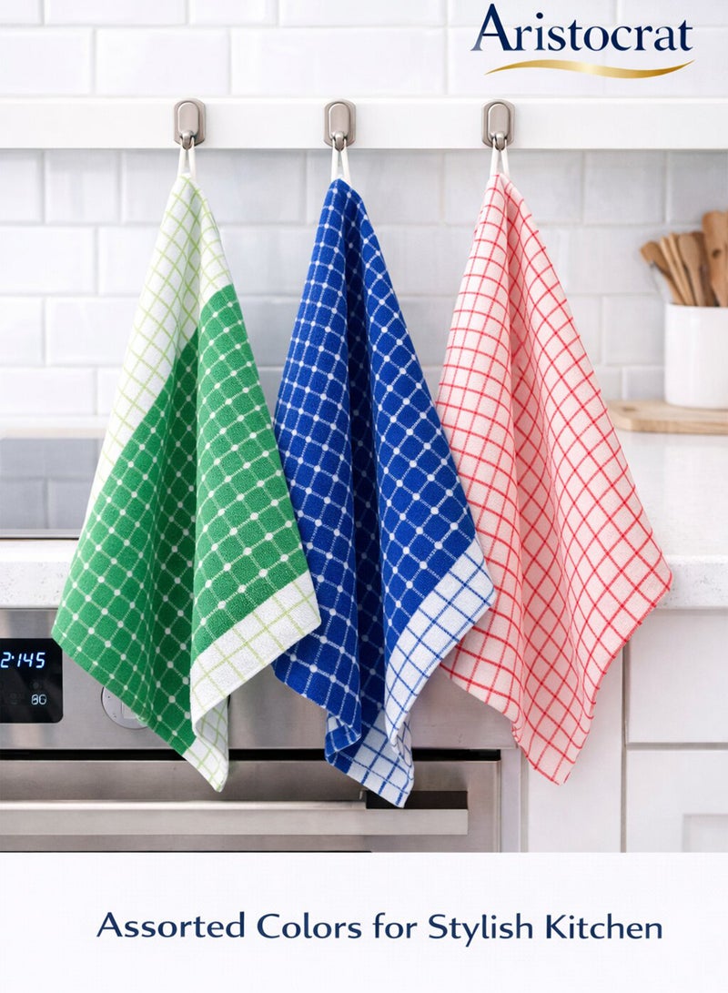 ARISTOCRAT Kitchen Towels Set of 3 30x40 cm – Soft & Highly Absorbent Cleaning Cloths, Multipurpose Dish Towels, Assorted Colours Multicolour 30x40cm - Image 4