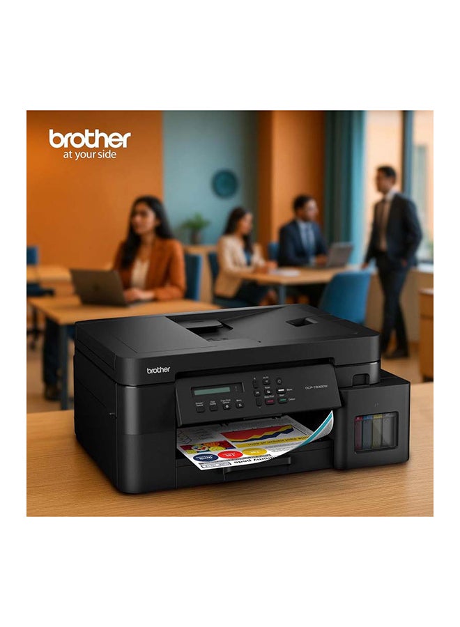 بروذر Wireless All In One Ink Tank Printer, DCP-T830DW, Automatic Duplex Print And Scan, ADF, Email & Mobile Print, Network Connectivity, Compact Design - Black - Image 1
