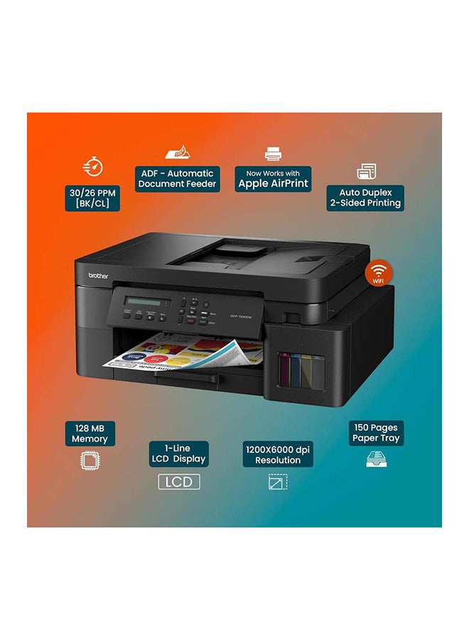 بروذر Wireless All In One Ink Tank Printer, DCP-T830DW, Automatic Duplex Print And Scan, ADF, Email & Mobile Print, Network Connectivity, Compact Design - Black - Image 3