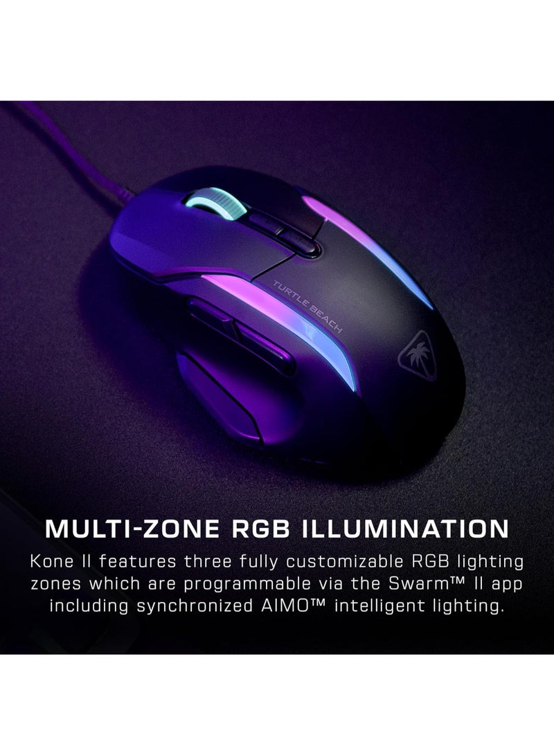 TURTLE BEACH - Kone II – Wired Ergonomic RGB Gaming Mouse, 26K DPI Optical Sensor, 100M Click Life Optical Switches, 23 Customizable Inputs, 4D Scroll Wheel, Pure PTFE glides - Image 1