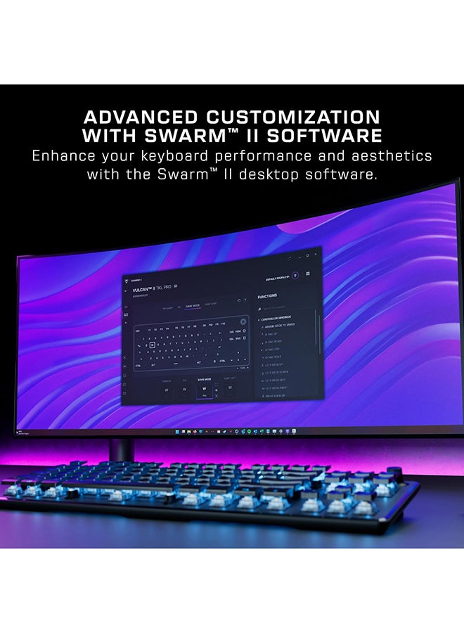 ترتل بيتش Turtle Beach Vulcan II TKL Pro Magnetic Mechanical RGB Gaming Keyboard – Analog Hall-Effect Switches, Adjustable Actuation, Rapid Trigger, Swappable Keycaps, Tenkeyless Design, Anti-Ghosting – Black - Image 4