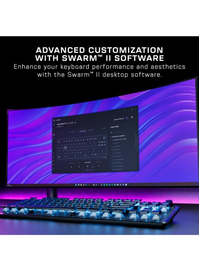 ترتل بيتش Turtle Beach Vulcan II TKL Pro Magnetic Mechanical RGB Gaming Keyboard – Analog Hall-Effect Switches, Adjustable Actuation, Rapid Trigger, Swappable Keycaps, Tenkeyless Design, Anti-Ghosting – Black - Image 5