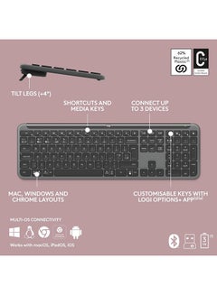 Logitech Signature Slim K950 Wireless Keyboard, Sleek Design, Switch Typing Between Devices, Quiet Typing, Bluetooth, Multi-OS, Windows, Mac, Chrome, Arabic Layout Graphite  - Image 3