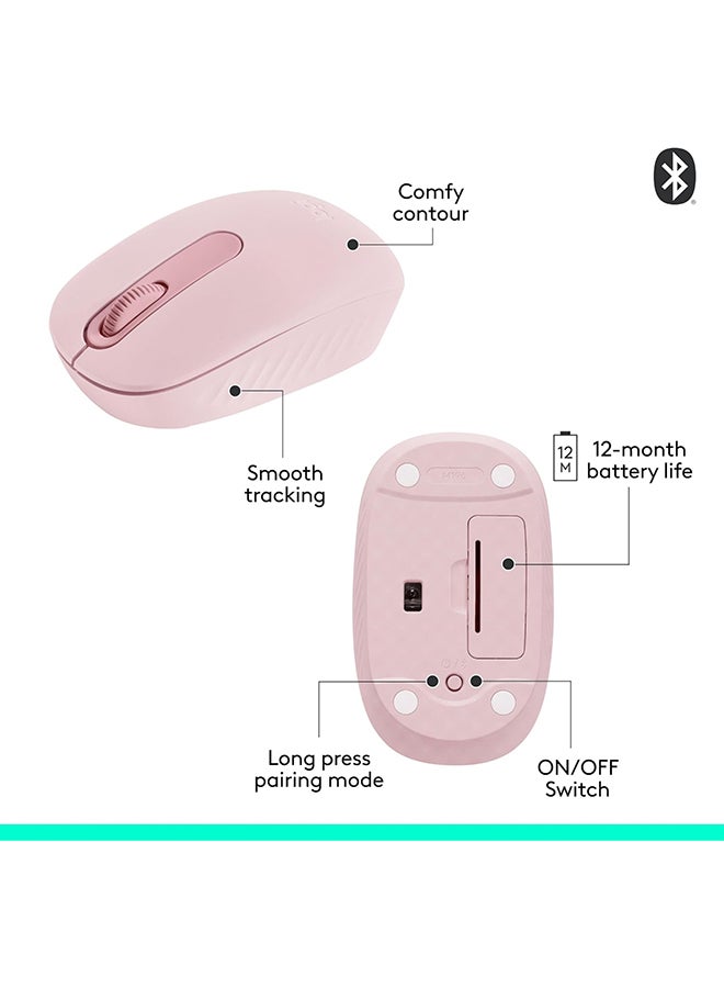 لوجيتيك - M196 Bluetooth Wireless Mouse, Compact and Portable Mouse for Laptops, Tablets and More, 12-Month Battery, Smooth Tracking, Compatible With PC and Mac, Windows and macOS | Rose - Image 1