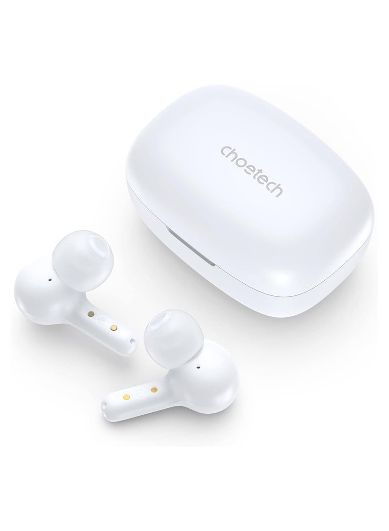 CHOETECH - True Wireless Earbuds, Big Bass 4 Mics, Clear Calls automatic noise reduction, IPX8 waterproof, Sensitive touch control, Comfortable to wear, Bluetooth 5.2,Tiny Size white - Image 1