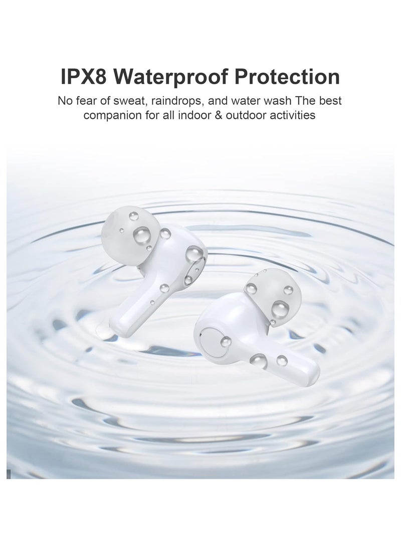 CHOETECH - True Wireless Earbuds, Big Bass 4 Mics, Clear Calls automatic noise reduction, IPX8 waterproof, Sensitive touch control, Comfortable to wear, Bluetooth 5.2,Tiny Size white - Image 1