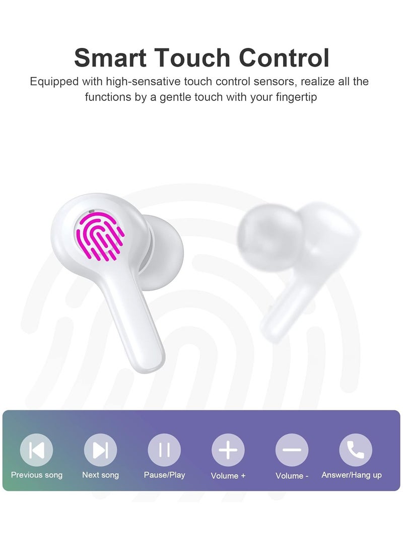 CHOETECH - True Wireless Earbuds, Big Bass 4 Mics, Clear Calls automatic noise reduction, IPX8 waterproof, Sensitive touch control, Comfortable to wear, Bluetooth 5.2,Tiny Size white - Image 1