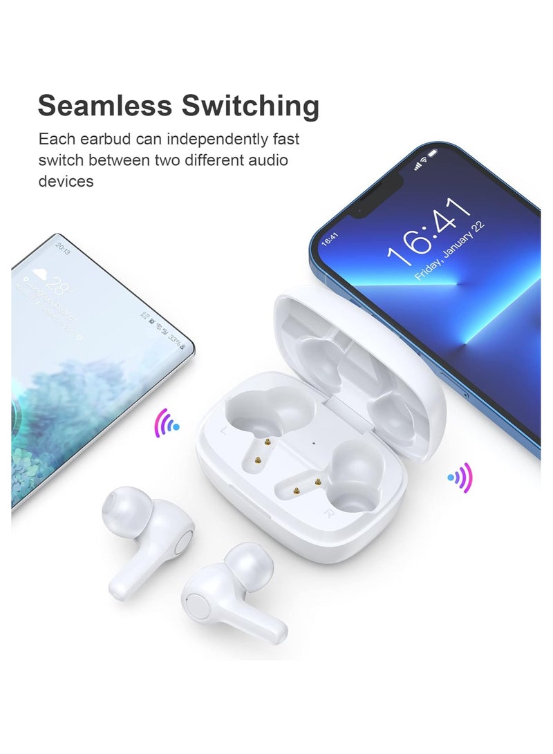 CHOETECH - True Wireless Earbuds, Big Bass 4 Mics, Clear Calls automatic noise reduction, IPX8 waterproof, Sensitive touch control, Comfortable to wear, Bluetooth 5.2,Tiny Size white - Image 1