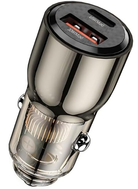 Wi-QC012 95W PD+QC Kirsite Geek Fast Car Charger USB+Type-C - Transparent