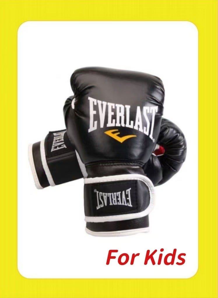 EVERLAST - Pair Of Full Finger Professional Boxing Gloves Black 6oz For Age 7-13 Years 6OZcm - Image 1