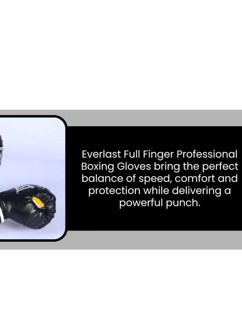 EVERLAST - Pair Of Full Finger Professional Boxing Gloves Black 6oz For Age 7-13 Years 6OZcm - Image 1