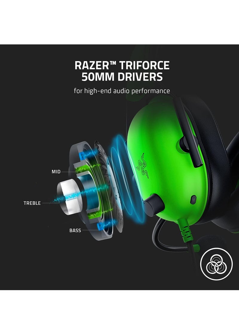 RAZER Razer Black Shark V2 Wired Over-Ear Headset: 7.1 Surround Sound, 50mm Drivers, Memory Foam Ear Pads for PC, PS4, PS5, Switch, Xbox 3.5 Green V2X  - Image 3
