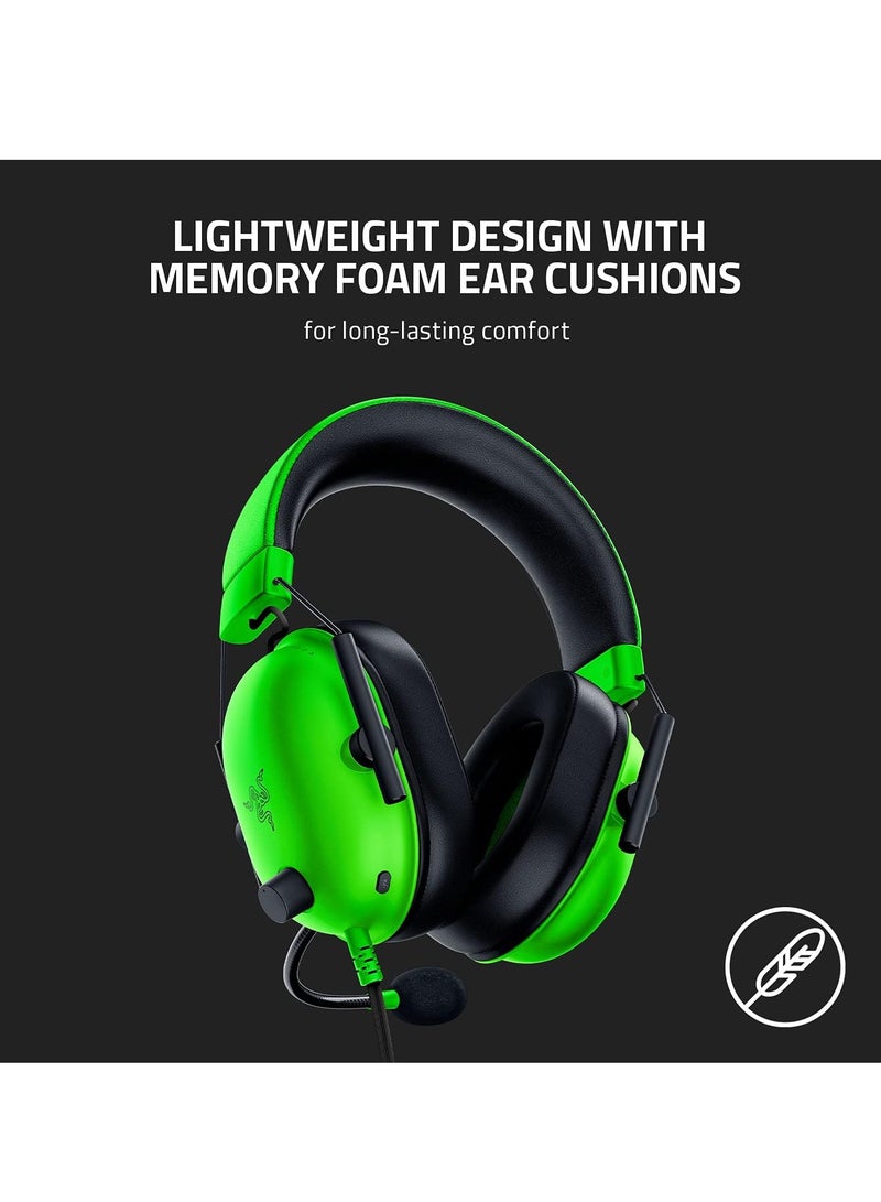 RAZER Razer Black Shark V2 Wired Over-Ear Headset: 7.1 Surround Sound, 50mm Drivers, Memory Foam Ear Pads for PC, PS4, PS5, Switch, Xbox 3.5 Green V2X  - Image 2