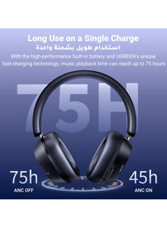 Ugreen Bluetooth Headphones Hitune Max 5C, Adaptive Noise Cancelling Over-ear Headsets, Truewireless Headphones 75H Playtime , Foldable Retractable Ergonomics Headset For iPhone 16/15 series, Galaxy S25 S24 Black  - Image 5