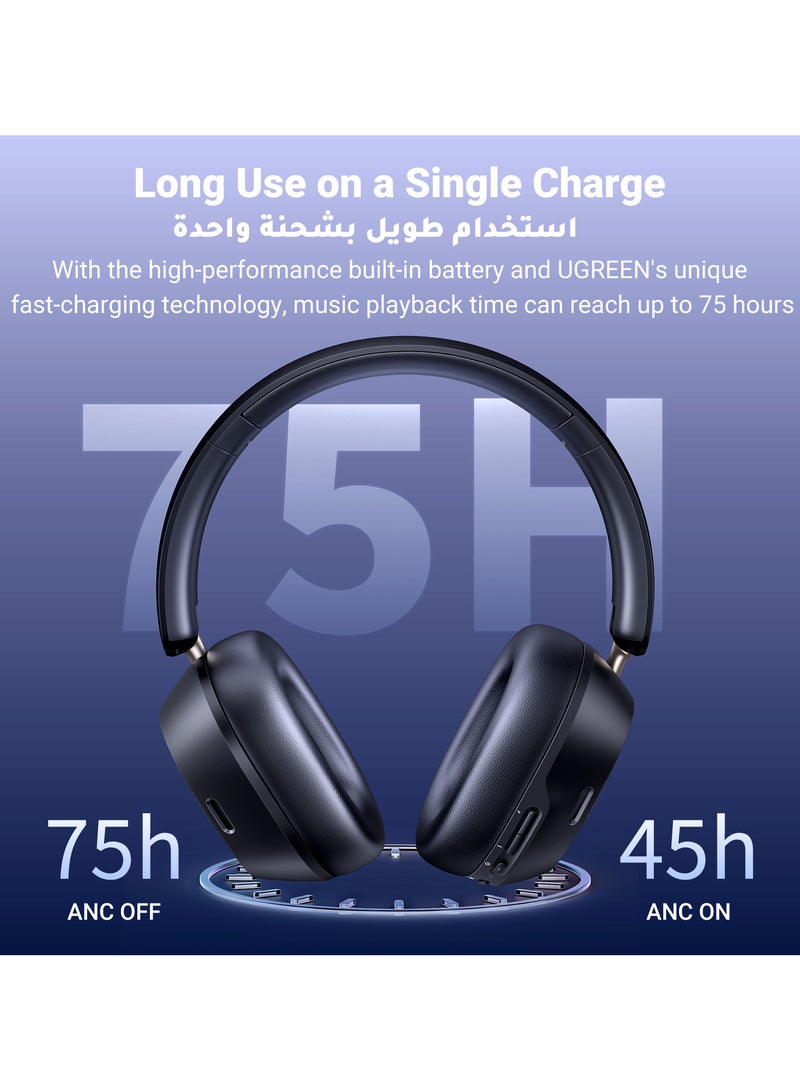 Ugreen - Bluetooth Headphones Hitune Max 5C, Adaptive Noise Cancelling Over-ear Headsets, Truewireless Headphones 75H Playtime , Foldable Retractable Ergonomics Headset For iPhone 16/15 series, Galaxy S25 S24 Black - Image 1