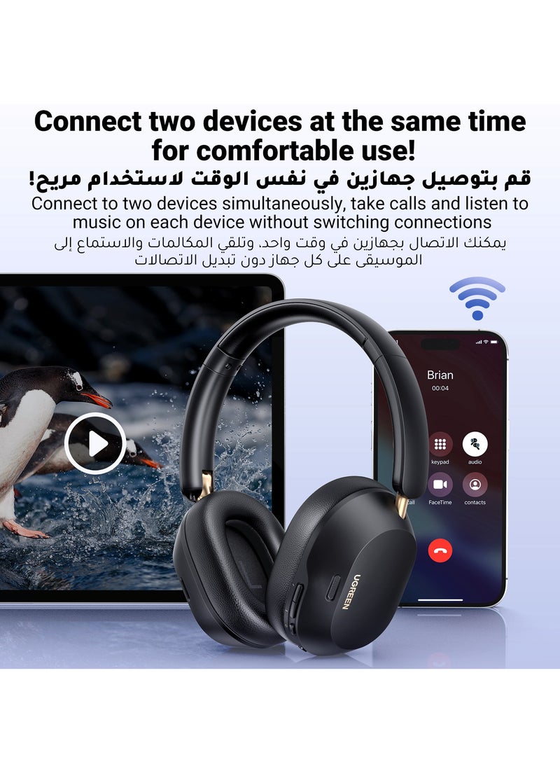 Ugreen - Bluetooth Headphones Hitune Max 5C, Adaptive Noise Cancelling Over-ear Headsets, Truewireless Headphones 75H Playtime , Foldable Retractable Ergonomics Headset For iPhone 16/15 series, Galaxy S25 S24 Black - Image 1