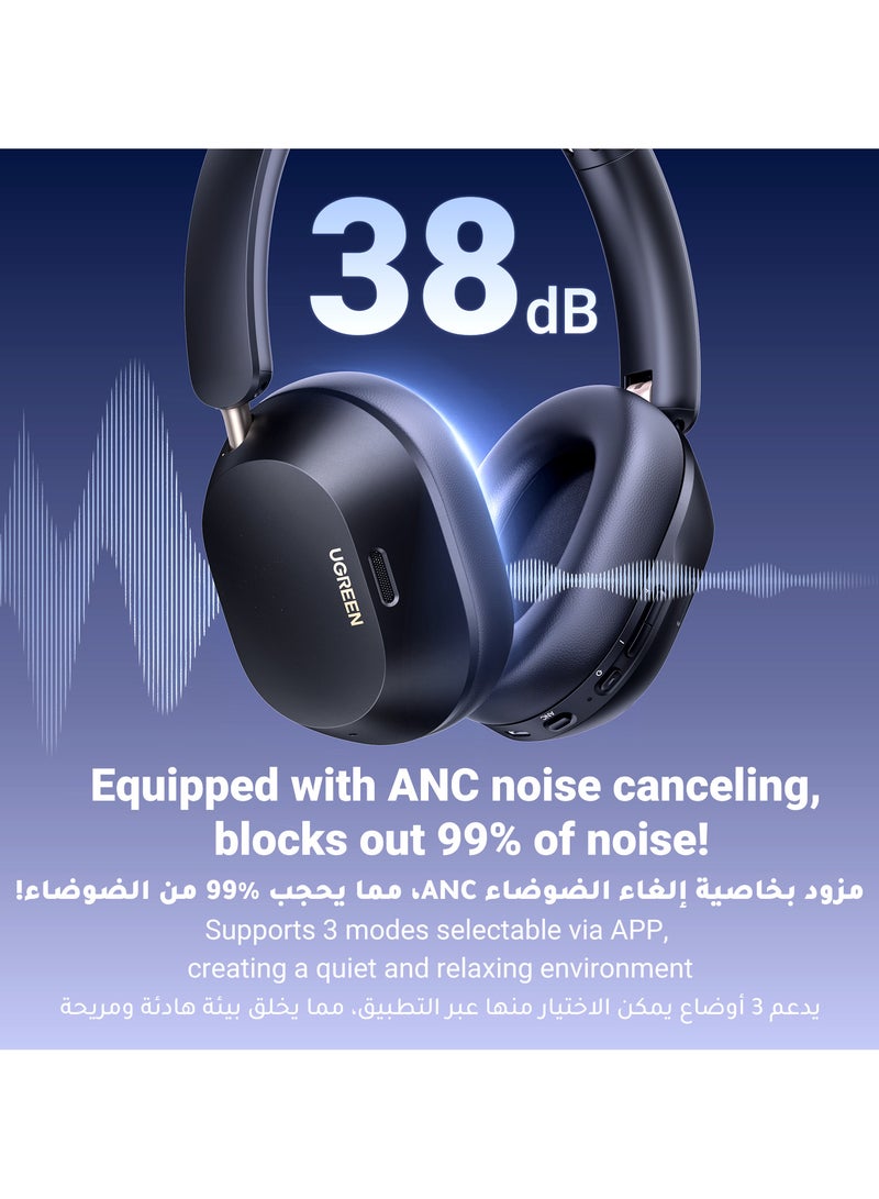 Ugreen - Bluetooth Headphones Hitune Max 5C, Adaptive Noise Cancelling Over-ear Headsets, Truewireless Headphones 75H Playtime , Foldable Retractable Ergonomics Headset For iPhone 16/15 series, Galaxy S25 S24 Black - Image 1