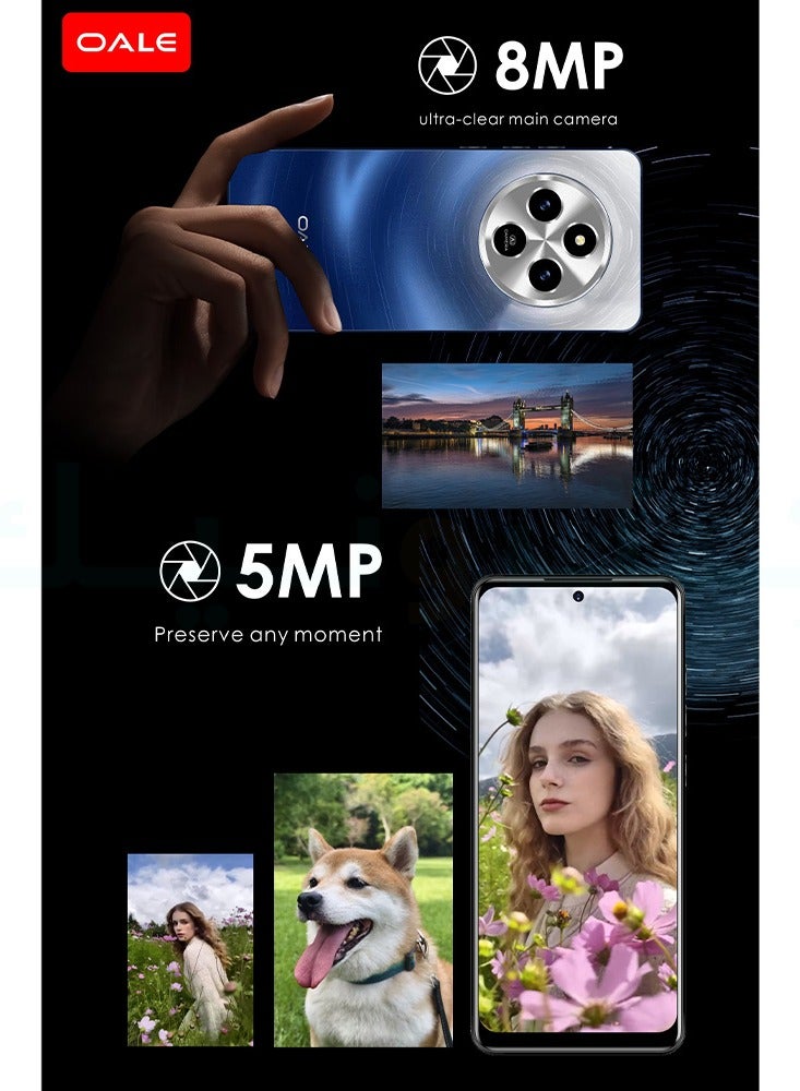 OALE 14C Android Smartphone 6.8-inch Screen 64GB + 3GB 5MP+8MP Camera 5750 mAh Battery Dual SIM 4G Classic Black - Middle East Version  - Image 2