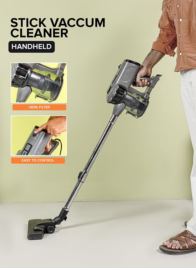 GEEPAS - Renewed - Stick and Handheld Vacuum Cleaner, Cyclonic Filtration System, Plastic with HEPA Filter/ Perfect for Home, Office, Apartments/ Easy to Use Model, Low Noise Design 800 W GVC19036 Black/Silver - Image 1