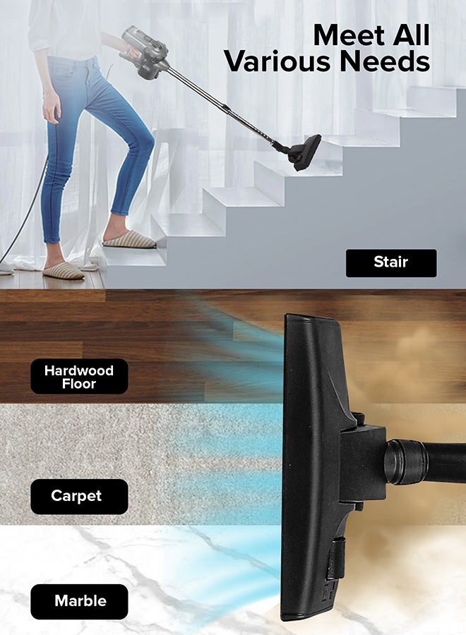 GEEPAS - Renewed - Stick and Handheld Vacuum Cleaner, Cyclonic Filtration System, Plastic with HEPA Filter/ Perfect for Home, Office, Apartments/ Easy to Use Model, Low Noise Design 800 W GVC19036 Black/Silver - Image 1