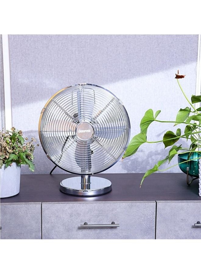 GEEPAS Renewed - 12 Inch Metal Table Fan 3 Speed Settings With Wide Oscillation And Stable Base GF9610 Silver  - Image 2