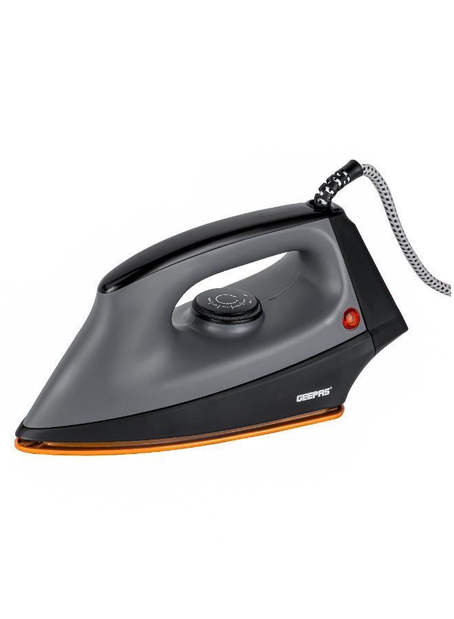 Renewed - Heavy Duty Dry Iron Ironing Box with Ceramic Coated Soleplate/ Comfortable Handle, Multiple Functions, Temperature Setting Dial, Overheat Safety Protection 1200 W GDI2748 Black/Grey