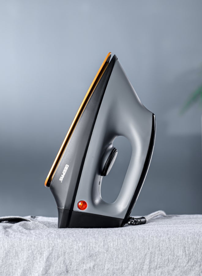 Renewed - Heavy Duty Dry Iron Ironing Box with Ceramic Coated Soleplate/ Comfortable Handle, Multiple Functions, Temperature Setting Dial, Overheat Safety Protection 1200 W GDI2748 Black/Grey