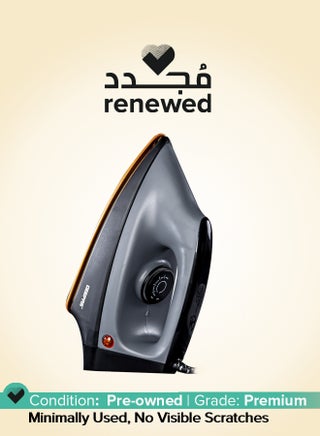 Renewed - Heavy Duty Dry Iron Ironing Box with Ceramic Coated Soleplate/ Comfortable Handle, Multiple Functions, Temperature Setting Dial, Overheat Safety Protection 1200 W GDI2748 Black/Grey - pnsku/N70162838V/45/_/1742402970/7a996359-4211-4454-b578-cbb0b1d891c1
