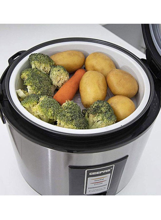 GEEPAS - Renewed - Rice Cooker 1.8 L Durable Construction| Removable Non-Stick Pot, Cool Touch Handle| Includes Cook, Warm Functions, Plastic Steamer| Perfect for Vegetables, Soups, Sauces Etc | 1.8 L 762 W GRC4330 Black/Silver - Image 1