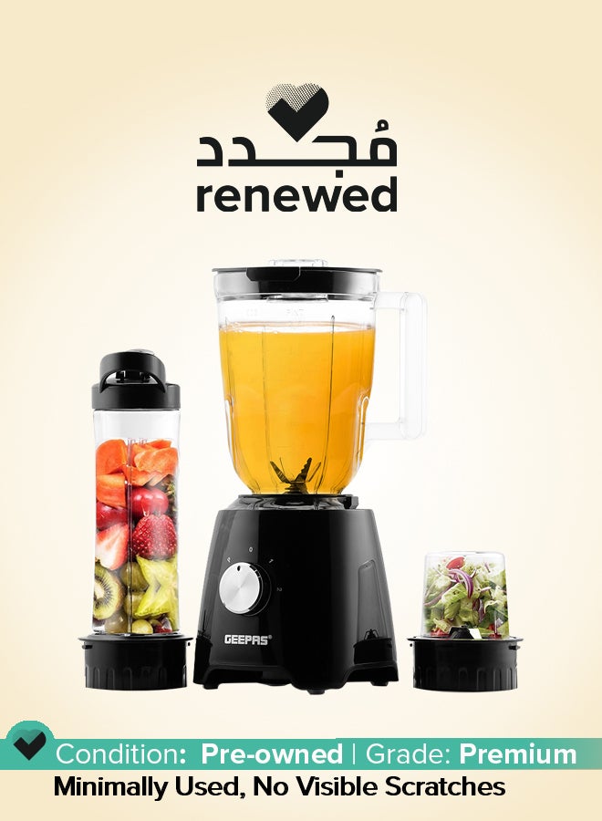 GEEPAS - Renewed - Multi Functional Super Blender with 2 speed and Pulse Function Coffee/Spice Grinder Mill & Food Jug Blender 500 W GSB44033N Black/Clear - Image 1